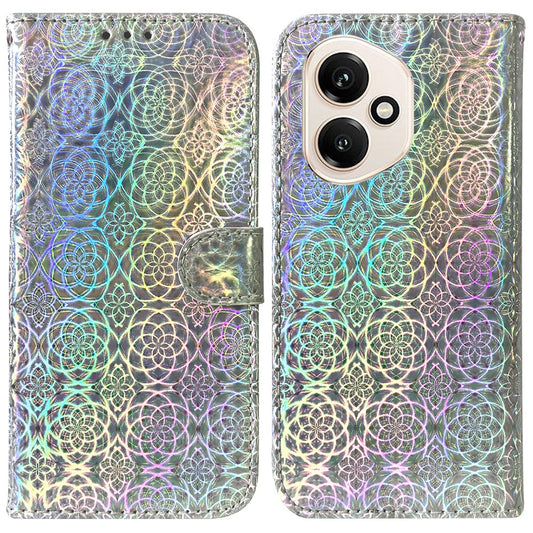 Honor 400 5G (Global) Handyhülle – mit Standfunktion, schillernde Blumen-Leder- mit Handschlaufe