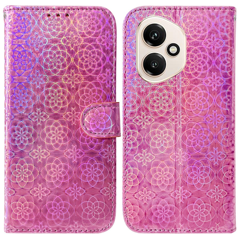 For Honor 400 5G (Global) Stand Case Dazzling Flower Leather Phone Cover with Wrist Strap