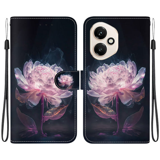 Honor 400 5G (Global) Handyhülle – Brieftaschen-, Fallschutz-Musterdruck, Leder-Klapphülle mit Riemen