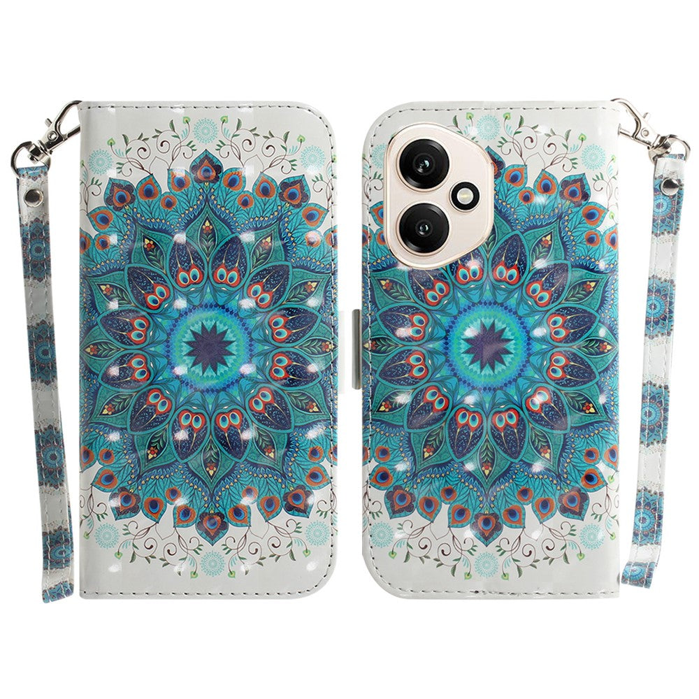 For Honor 400 5G (Global) Case Pattern Printing Leather Wallet Phone Cover with Wrist Strap