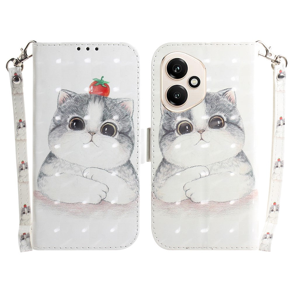 For Honor 400 5G (Global) Case Pattern Printing Leather Wallet Phone Cover with Wrist Strap