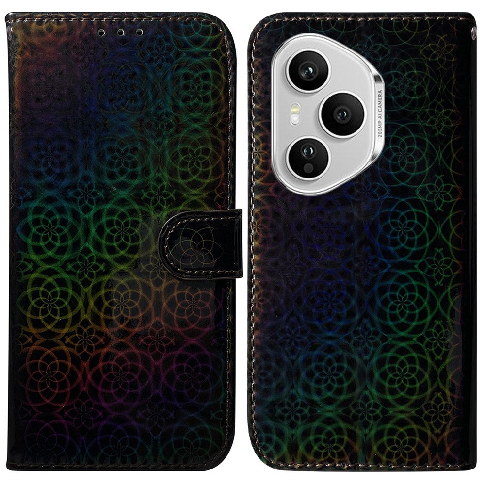 For Honor 400 Pro 5G (Global) Stand Case Dazzling Flower Leather Phone Cover with Wrist Strap