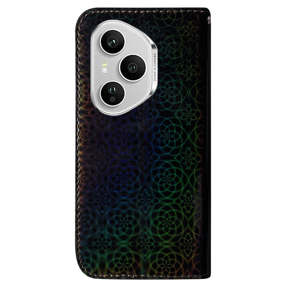 For Honor 400 Pro 5G (Global) Stand Case Dazzling Flower Leather Phone Cover with Wrist Strap