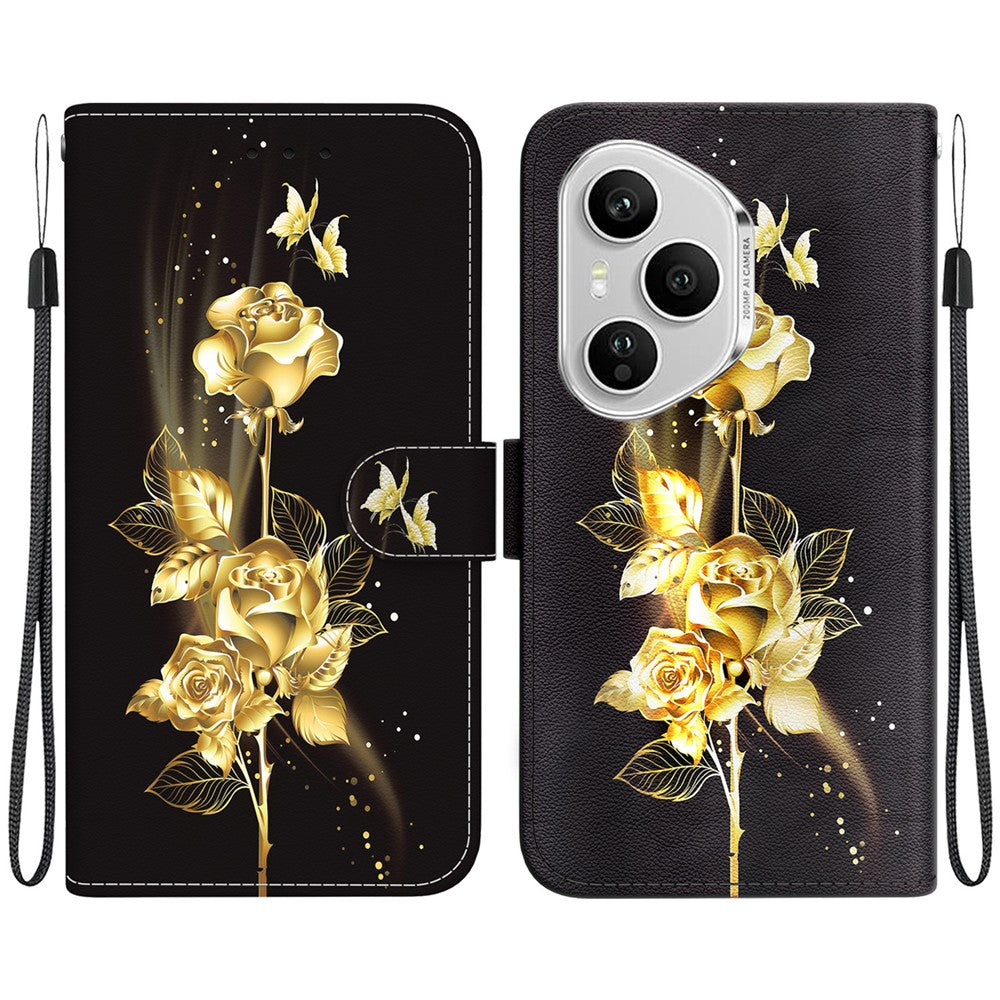 For Honor 400 Pro 5G (Global) Wallet Phone Case Anti-Drop Pattern Printing Leather Flip Cover with Strap