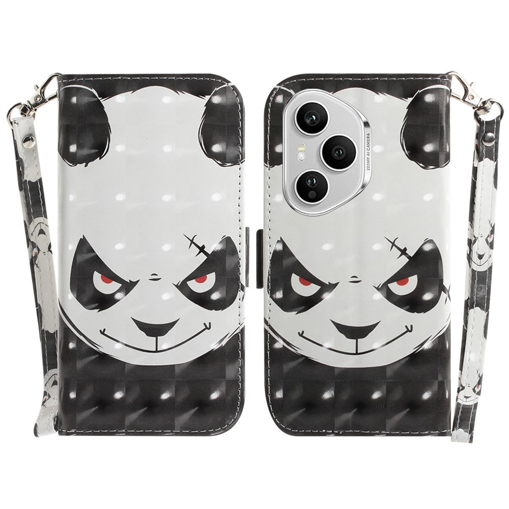 For Honor 400 Pro 5G (Global) Case Pattern Printing Leather Wallet Phone Cover with Wrist Strap