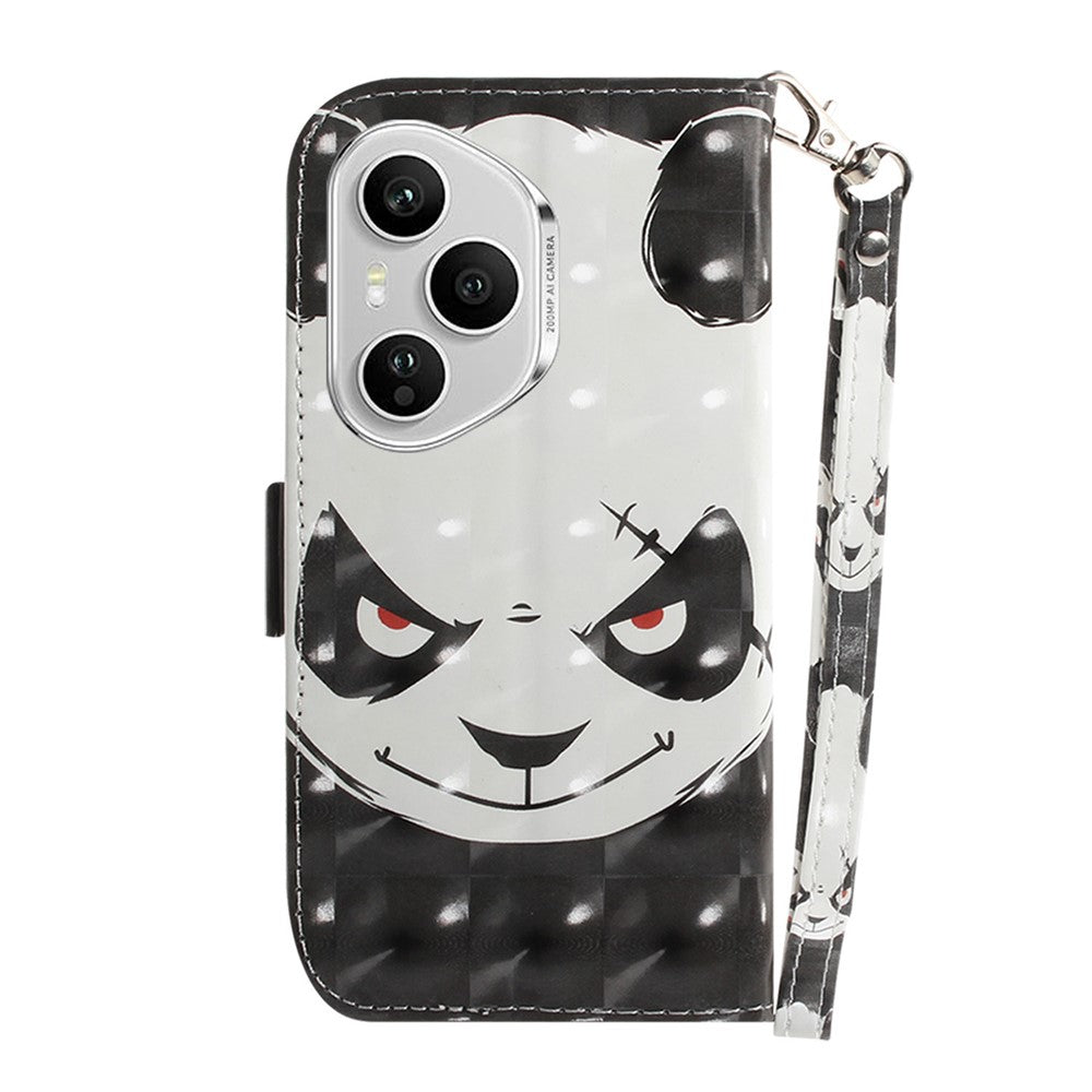 For Honor 400 Pro 5G (Global) Case Pattern Printing Leather Wallet Phone Cover with Wrist Strap