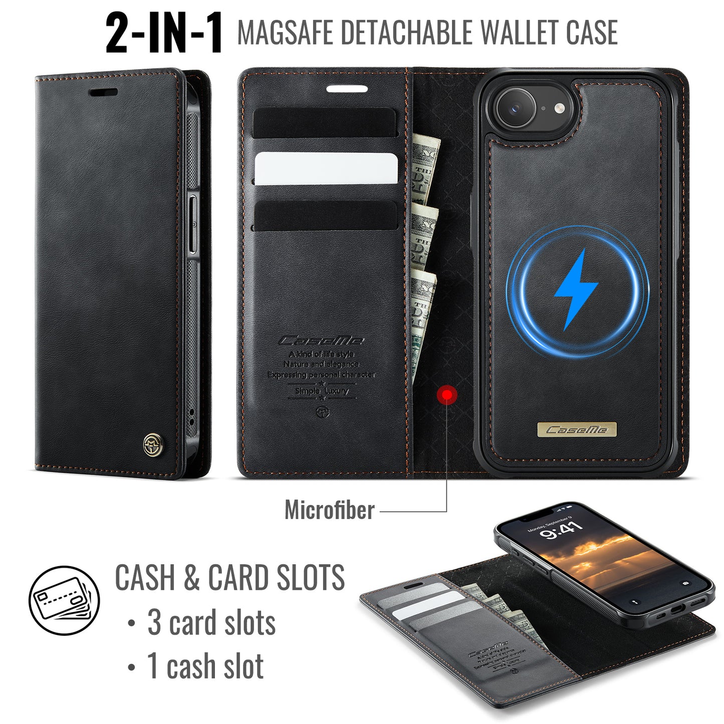 iPhone 16e Wallet-Hülle – Kompatibel mit MagSafe mit RFID-Blockierung