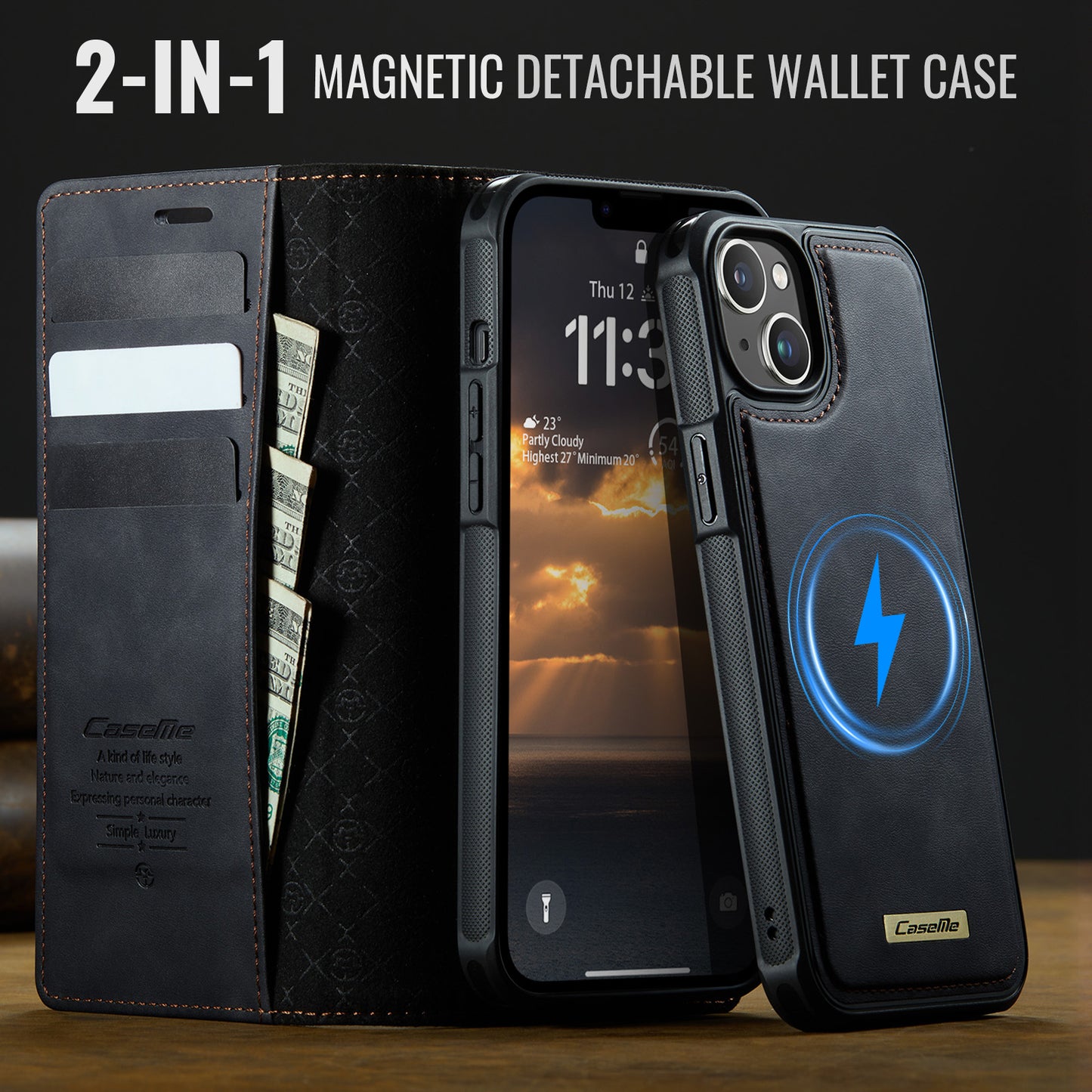iPhone 14 Plus / 15 Plus Wallet-Hülle – Kompatibel mit MagSafe mit RFID-Blockierung