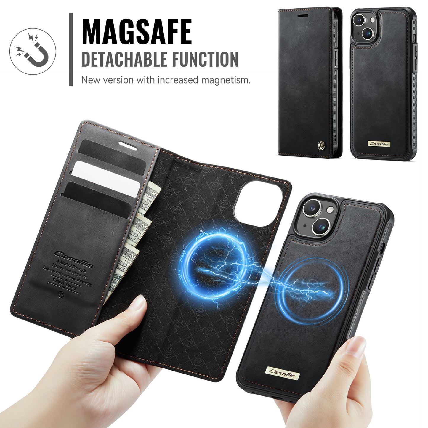 iPhone 14 Plus / 15 Plus Wallet-Hülle – Kompatibel mit MagSafe mit RFID-Blockierung
