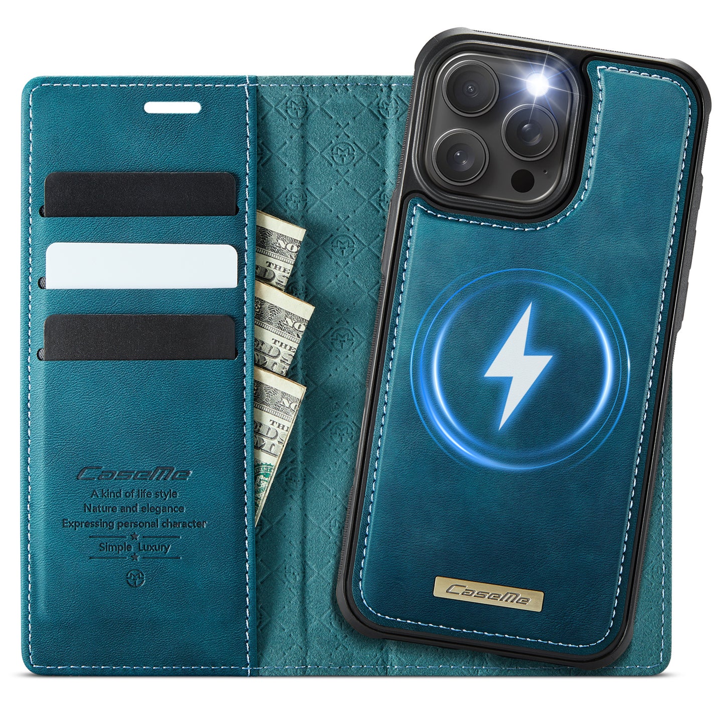 iPhone 15 Pro Wallet-Hülle – Kompatibel mit MagSafe mit RFID-Blockierung