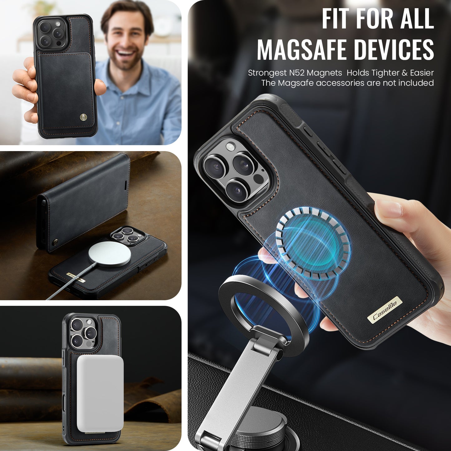 iPhone 15 Pro Max Wallet-Hülle – Kompatibel mit MagSafe mit RFID-Blockierung