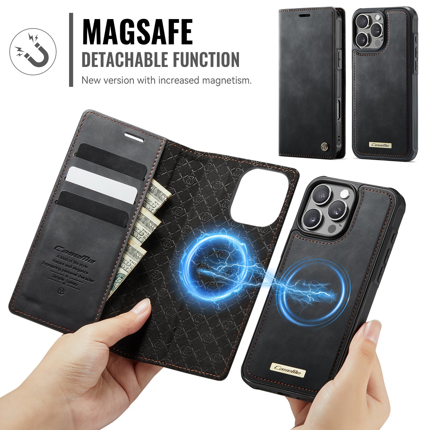 iPhone 16 Pro Wallet-Hülle – Kompatibel mit MagSafe mit RFID-Blockierung
