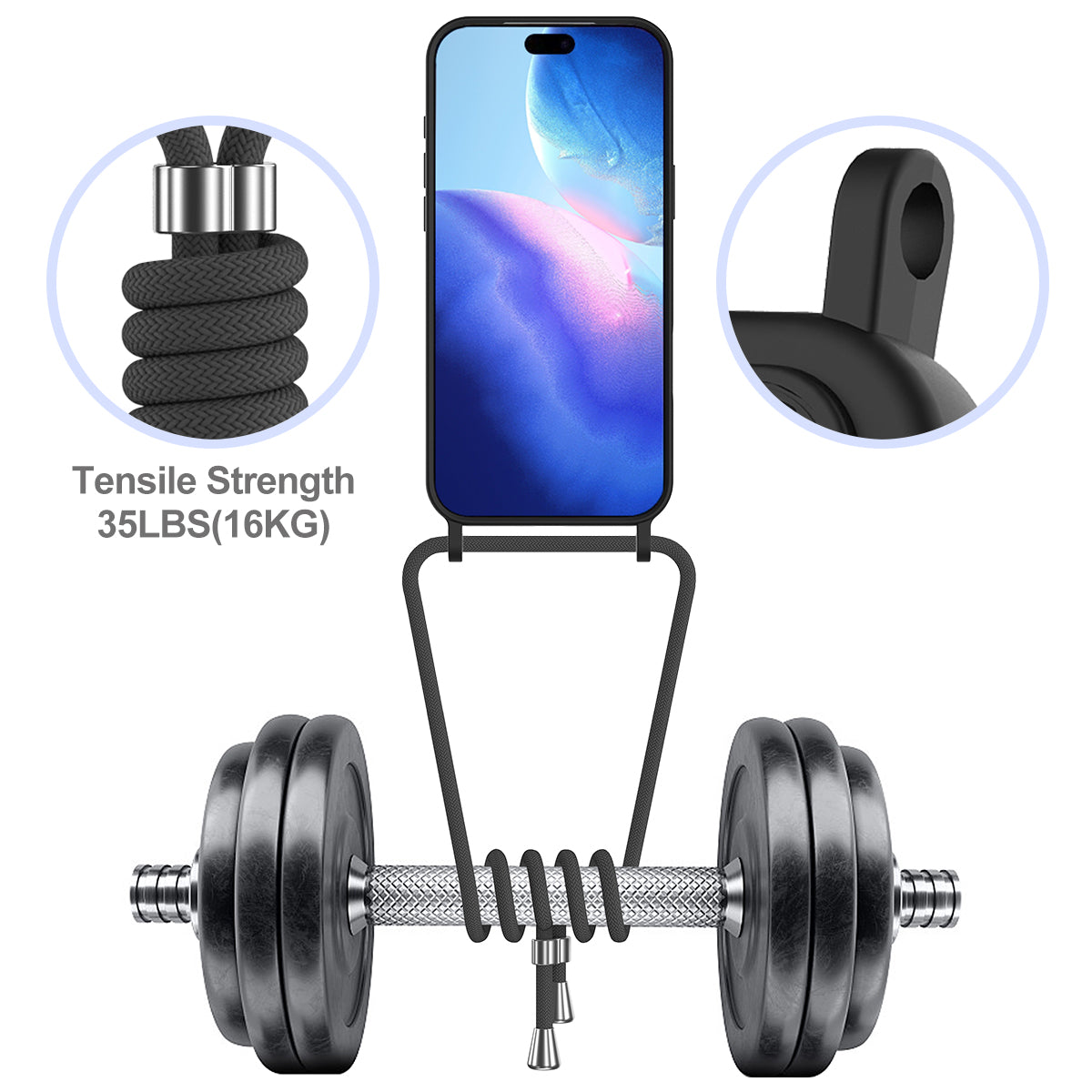 For iPhone 18 Pro Max / 17 Pro Max Case Liquid Silicone Card Holder Back Phone Cover with Lanyard