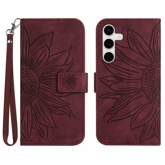 Galaxy S25 FE Wallet-Hülle – Sonnenblume aufgedruckt, mit Ständer & Riemen