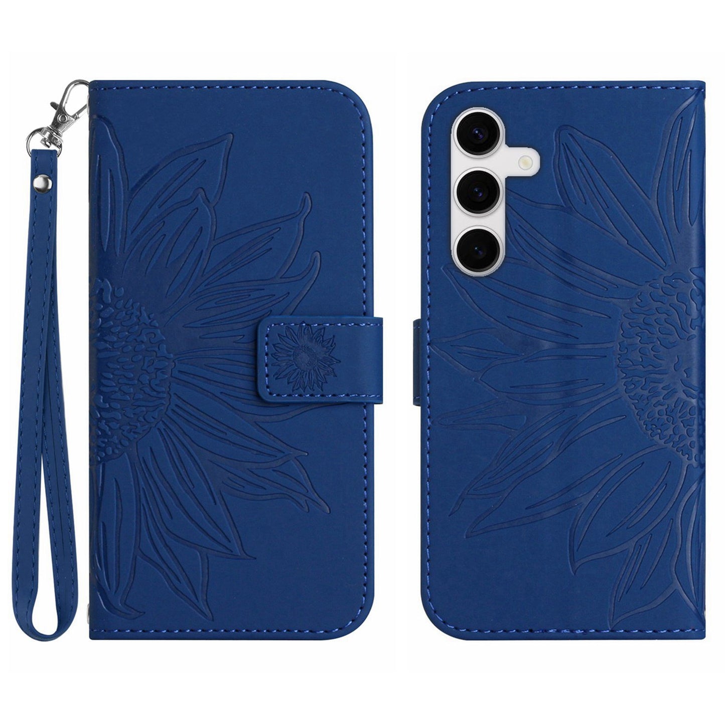 Galaxy S25 FE Wallet-Hülle – Sonnenblume aufgedruckt, mit Ständer & Riemen