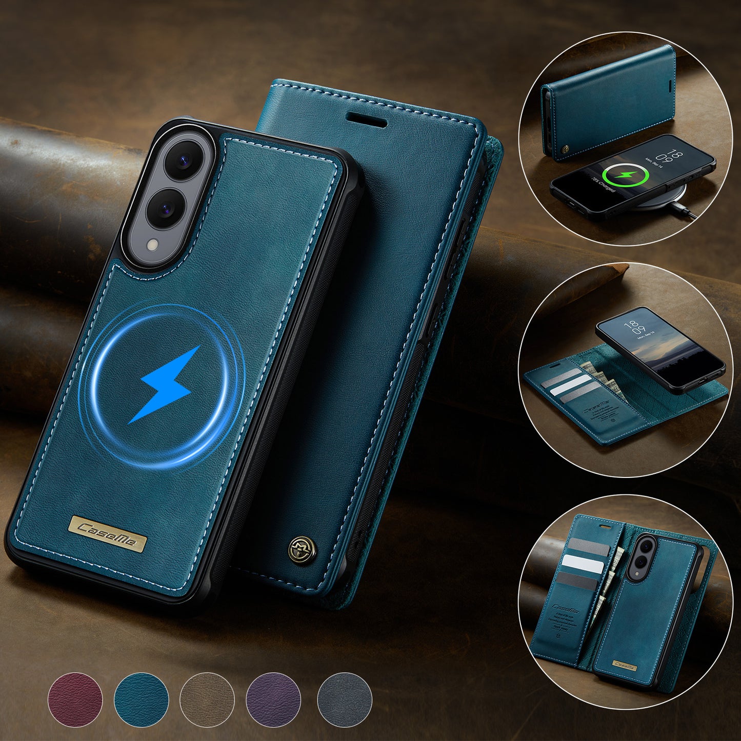 Galaxy S25 Edge Wallet-Hülle – Kompatibel mit MagSafe mit RFID-Blockierung