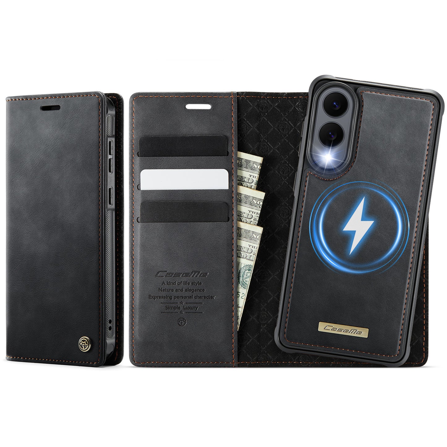 Galaxy S25 Edge Wallet-Hülle – Kompatibel mit MagSafe mit RFID-Blockierung