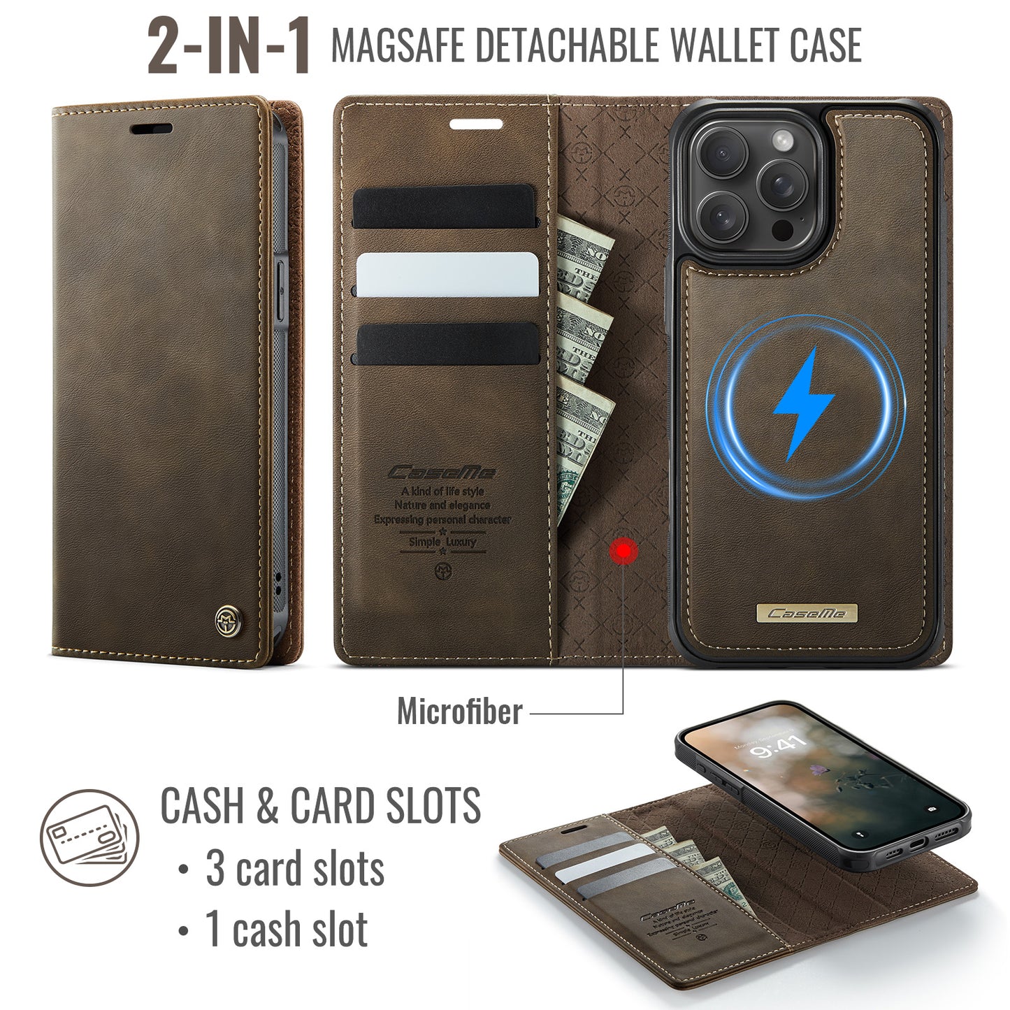 iPhone 13 Pro Wallet-Hülle – Kompatibel mit MagSafe mit RFID-Blockierung
