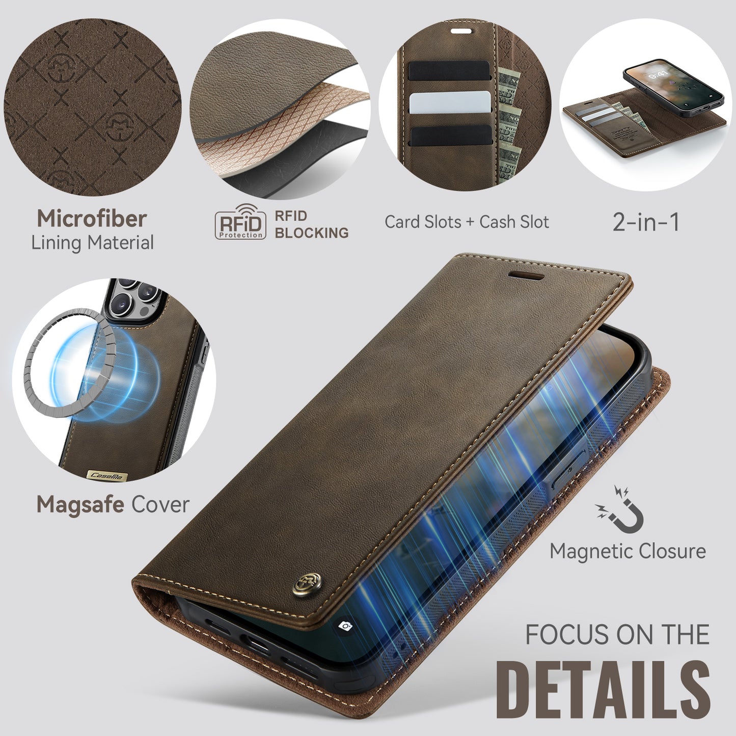 iPhone 13 Pro Wallet-Hülle – Kompatibel mit MagSafe mit RFID-Blockierung