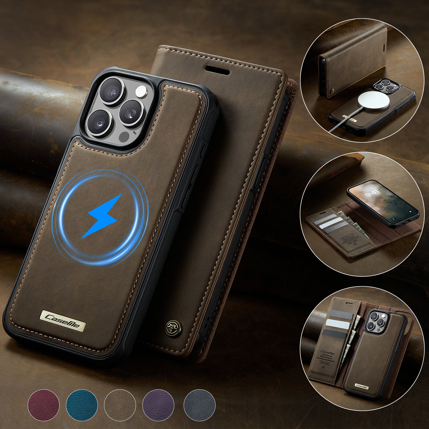 iPhone 13 Pro Max Wallet-Hülle – Kompatibel mit MagSafe mit RFID-Blockierung