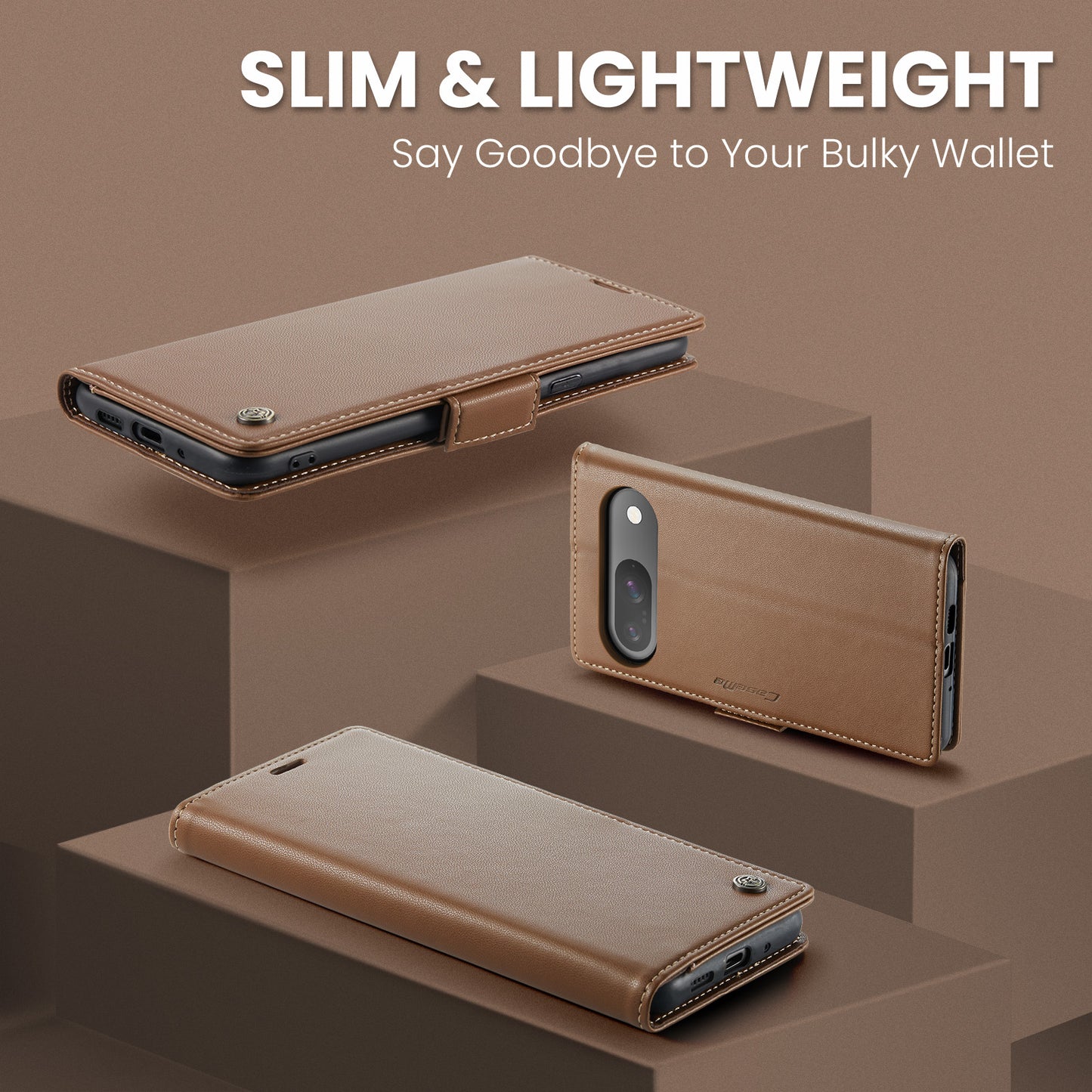 Pixel 10 Pro / 10 / 9 Pro / 9 Glänzende Wallet-Hülle – RFID-Schutz & Ständer