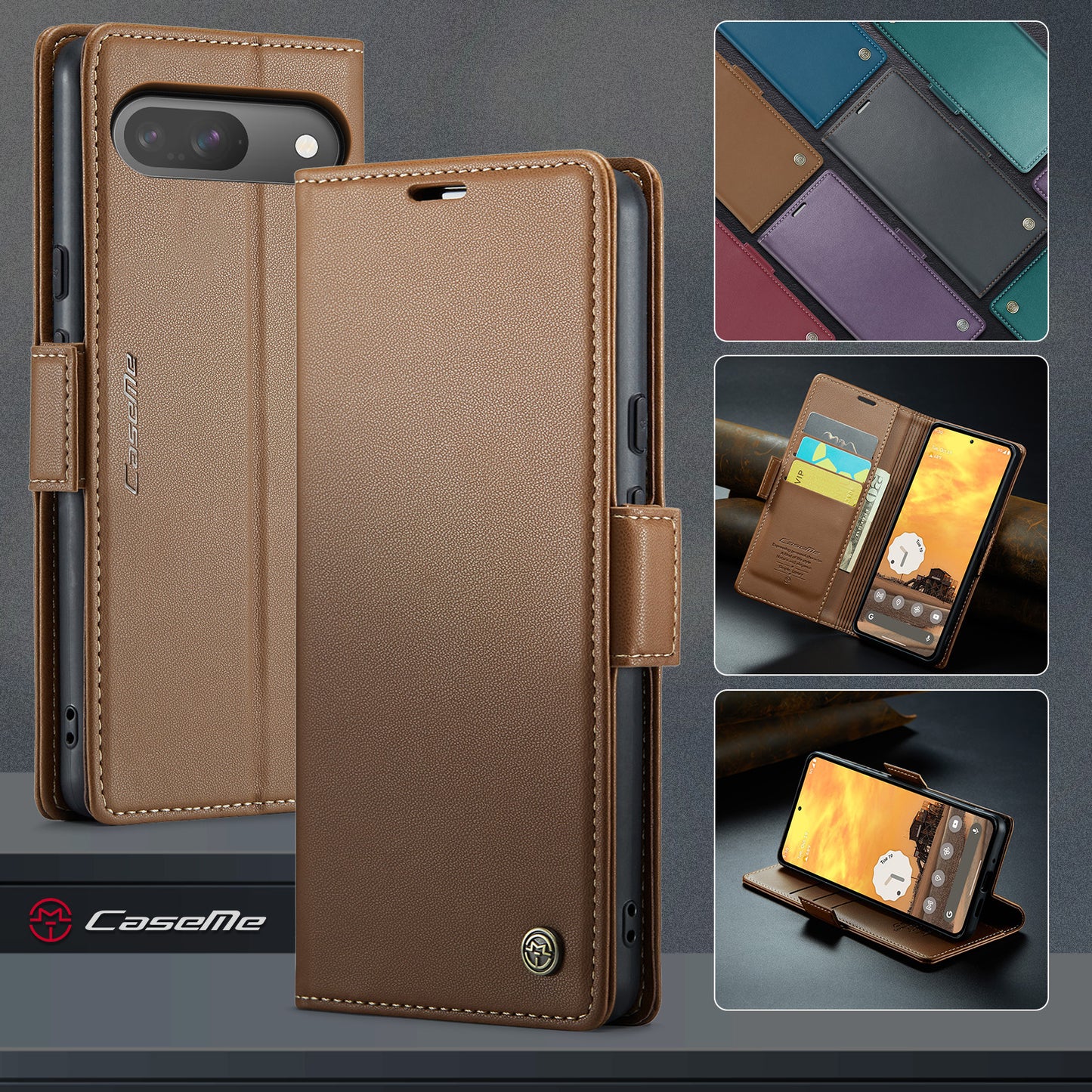 Pixel 10 Pro / 10 / 9 Pro / 9 Glänzende Wallet-Hülle – RFID-Schutz & Ständer
