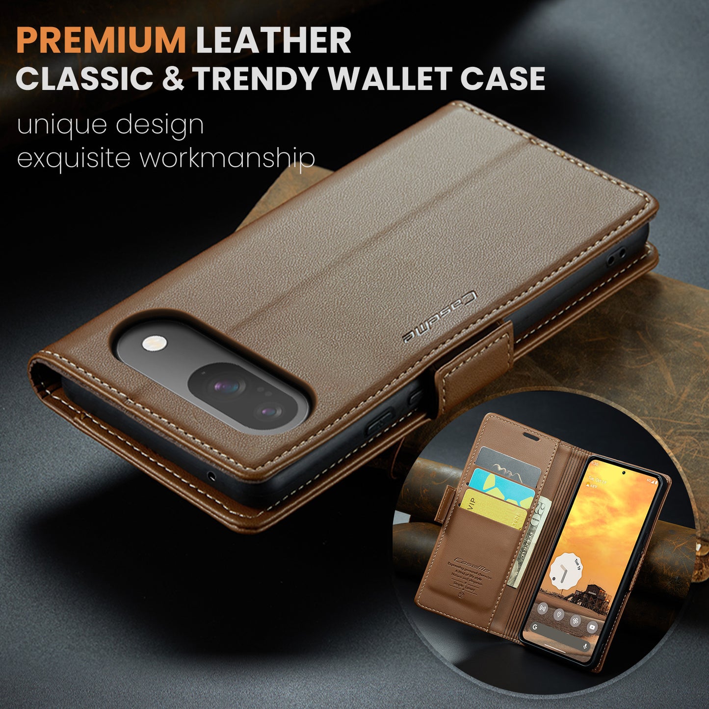 Pixel 10 Pro / 10 / 9 Pro / 9 Glänzende Wallet-Hülle – RFID-Schutz & Ständer