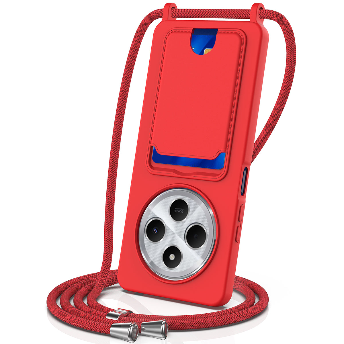For Xiaomi Redmi 14R 5G / Xiaomi Poco C75 4G / Xiaomi Poco C75 5G / Xiaomi Redmi A4 5G / Xiaomi Redmi A3 Pro 4G / Xiaomi Poco M7 5G / Xiaomi Redmi 14C 4G Case Liquid Silicone Card Holder Back Phone Cover with Lanyard