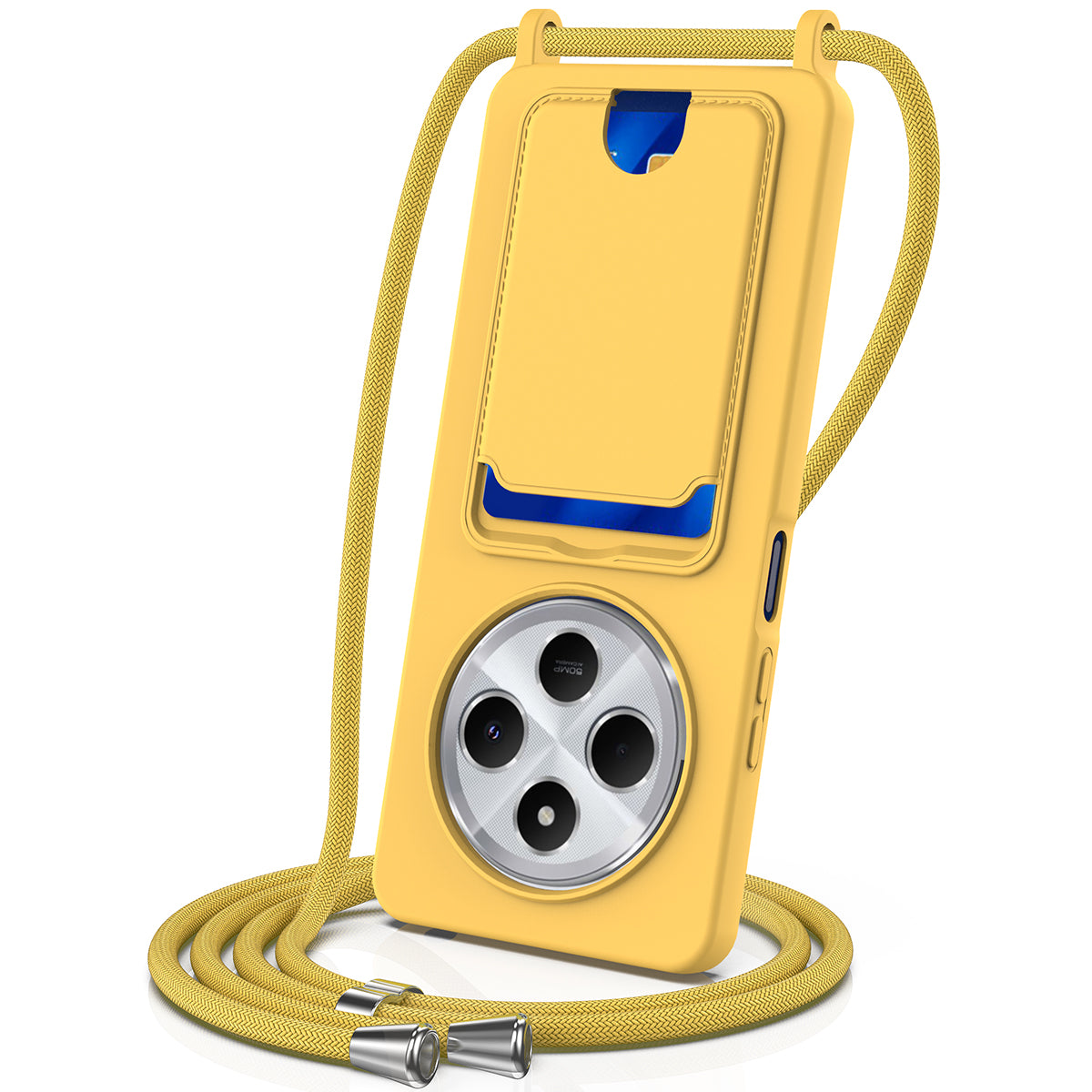 For Xiaomi Redmi 14R 5G / Xiaomi Poco C75 4G / Xiaomi Poco C75 5G / Xiaomi Redmi A4 5G / Xiaomi Redmi A3 Pro 4G / Xiaomi Poco M7 5G / Xiaomi Redmi 14C 4G Case Liquid Silicone Card Holder Back Phone Cover with Lanyard