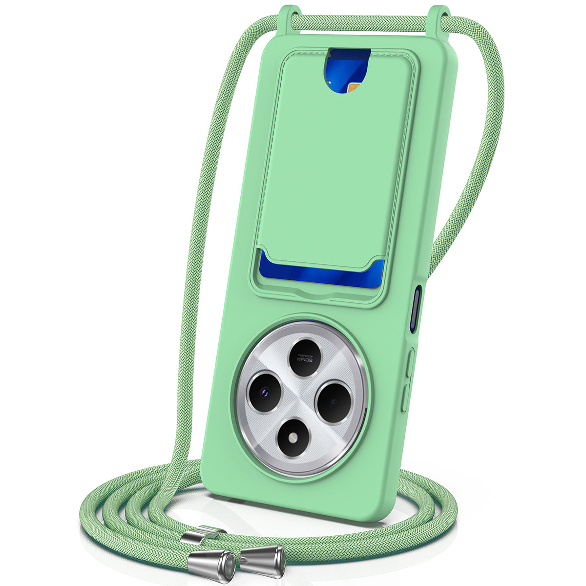 For Xiaomi Redmi 14R 5G / Xiaomi Poco C75 4G / Xiaomi Poco C75 5G / Xiaomi Redmi A4 5G / Xiaomi Redmi A3 Pro 4G / Xiaomi Poco M7 5G / Xiaomi Redmi 14C 4G Case Liquid Silicone Card Holder Back Phone Cover with Lanyard