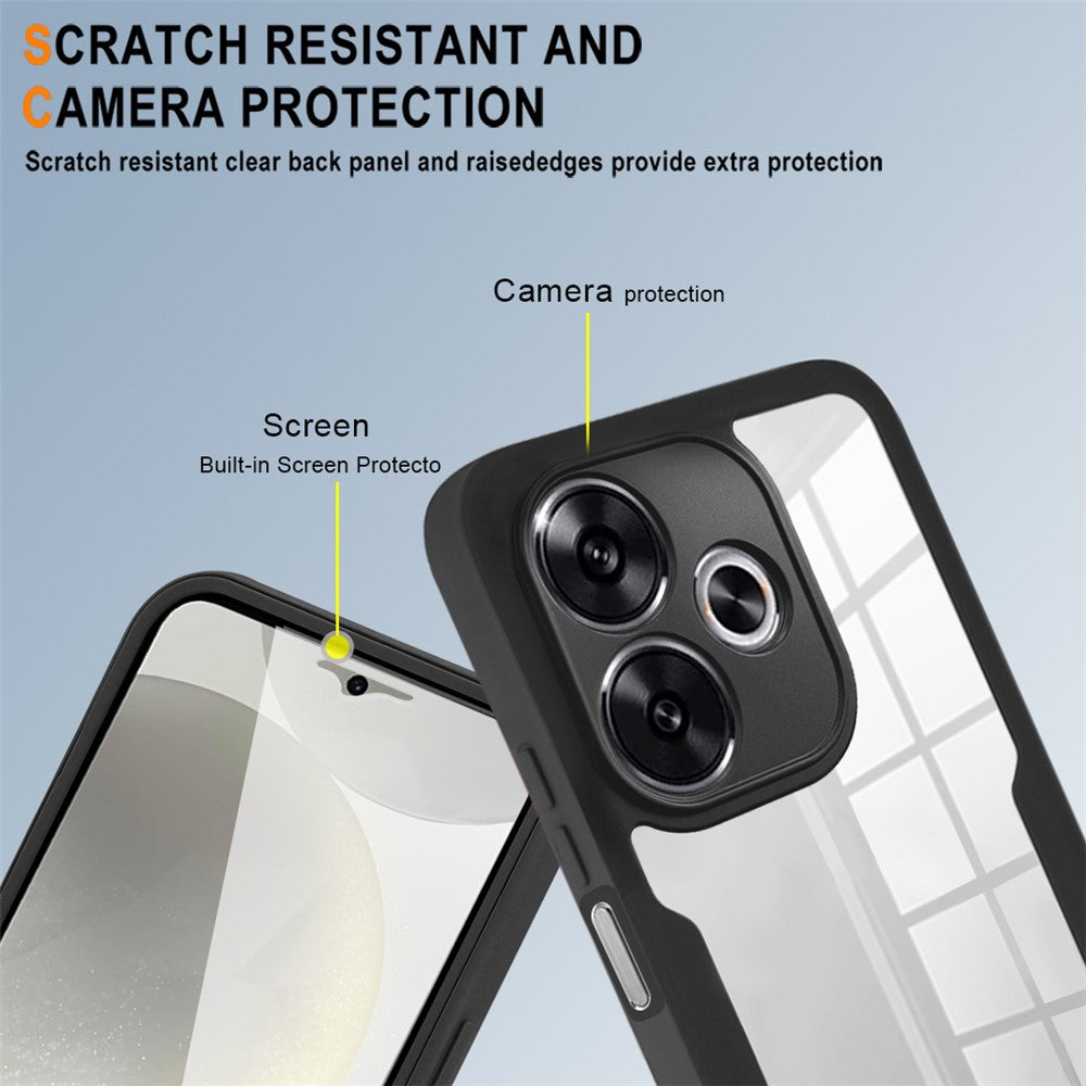 Phone Case For Xiaomi Redmi 13 4G / 5G / Note 13R 5G / Poco M6 4G / Poco M6 Plus 5G , Acrylic + TPU Clear Cover with PET Screen Film