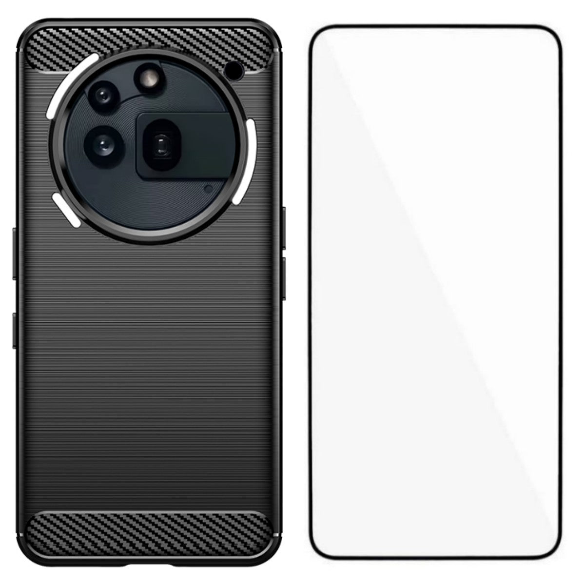WANLONFENG For Nothing Phone (3a) Pro Case with Screen Film  LS Series Big Lens Hole Brushed Texture TPU Phone Cover