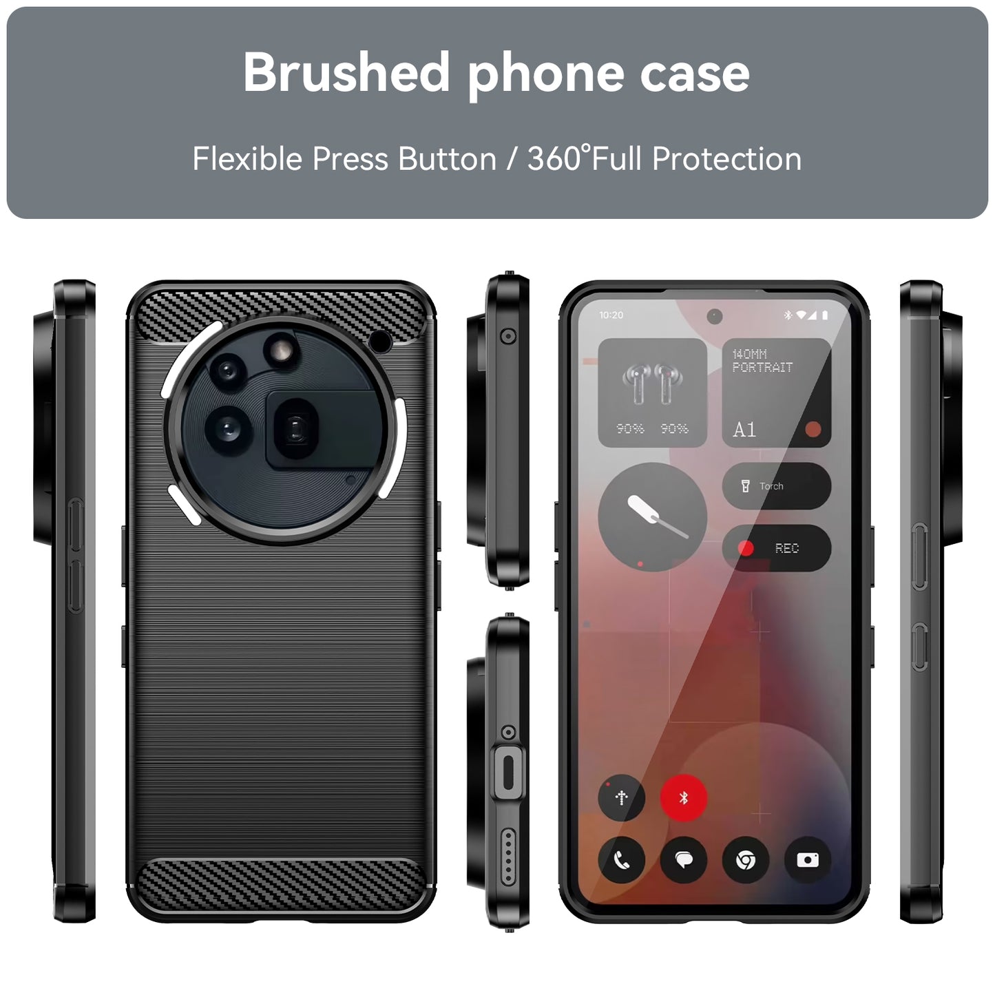 WANLONFENG For Nothing Phone (3a) Pro Case with Screen Film  LS Series Big Lens Hole Brushed Texture TPU Phone Cover