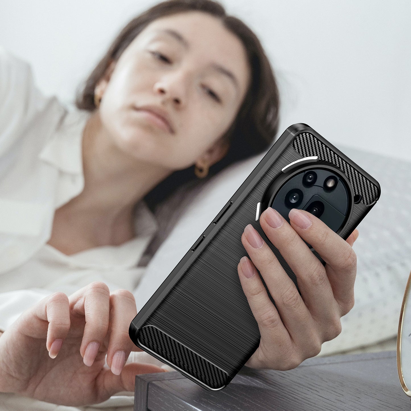 WANLONFENG For Nothing Phone (3a) Pro Case with Screen Film  LS Series Big Lens Hole Brushed Texture TPU Phone Cover