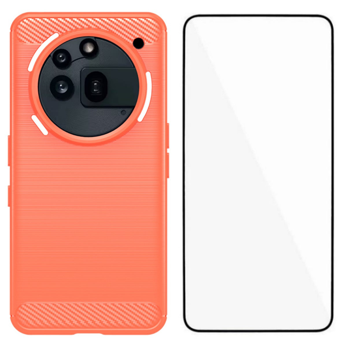 WANLONFENG For Nothing Phone (3a) Pro Case with Screen Film  LS Series Big Lens Hole Brushed Texture TPU Phone Cover