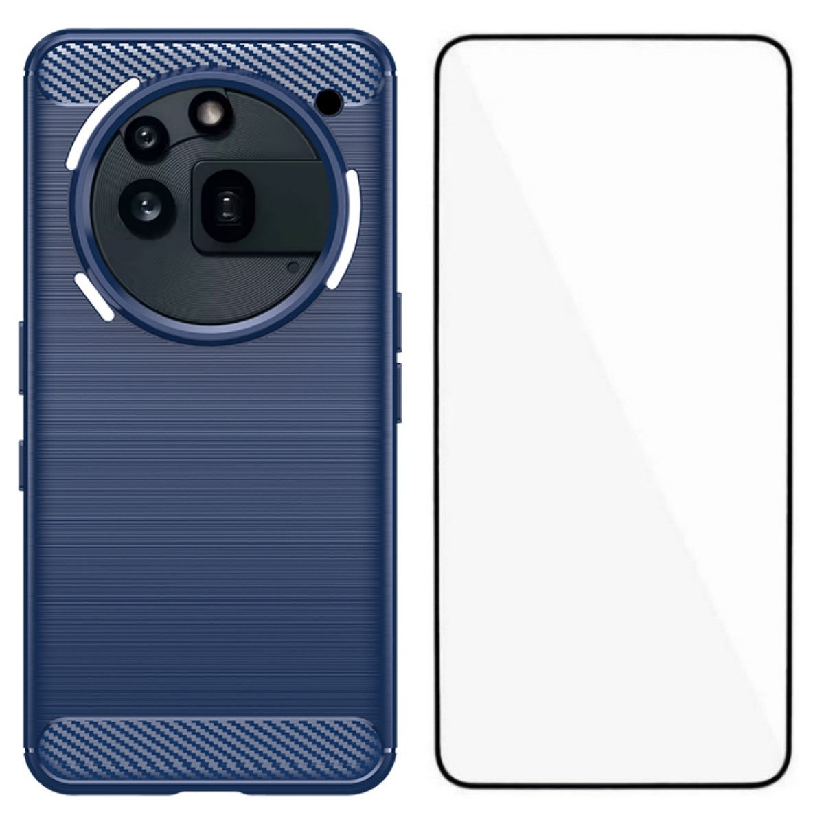 WANLONFENG For Nothing Phone (3a) Pro Case with Screen Film  LS Series Big Lens Hole Brushed Texture TPU Phone Cover