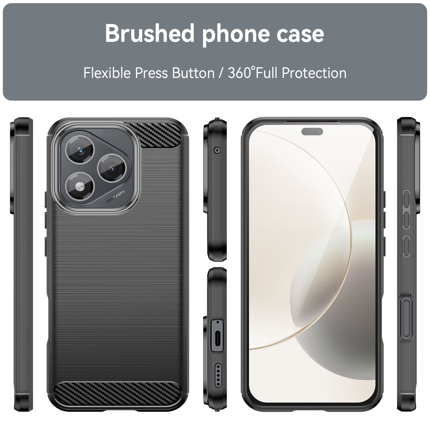 WANLONFENG For Honor 400 Lite 5G Case with Screen Film  LS Series Big Lens Hole Brushed Texture TPU Phone Cover