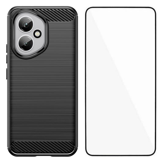 Honor 400 5G (Global) Handyhülle – WANLONFENG mit Displayschutzfolie der LS-Serie, großes Linsenloch, gebürstete Textur, TPU