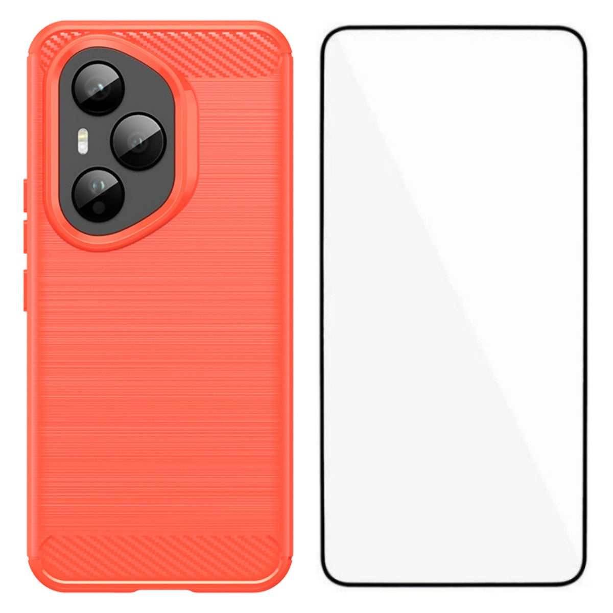WANLONFENG For Honor 400 Pro 5G (Global) Case with Screen Film  LS Series Big Lens Hole Brushed Texture TPU Phone Cover