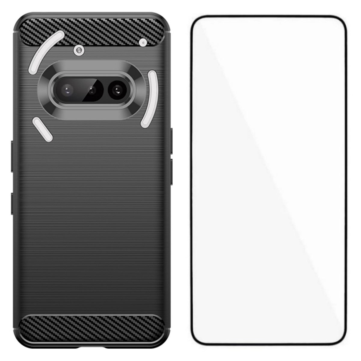 Nothing Phone (3a) Transparente Handyhülle – Mit gehärtetem Glas, LS-Serie, aus TPU mit gebürsteter Textur