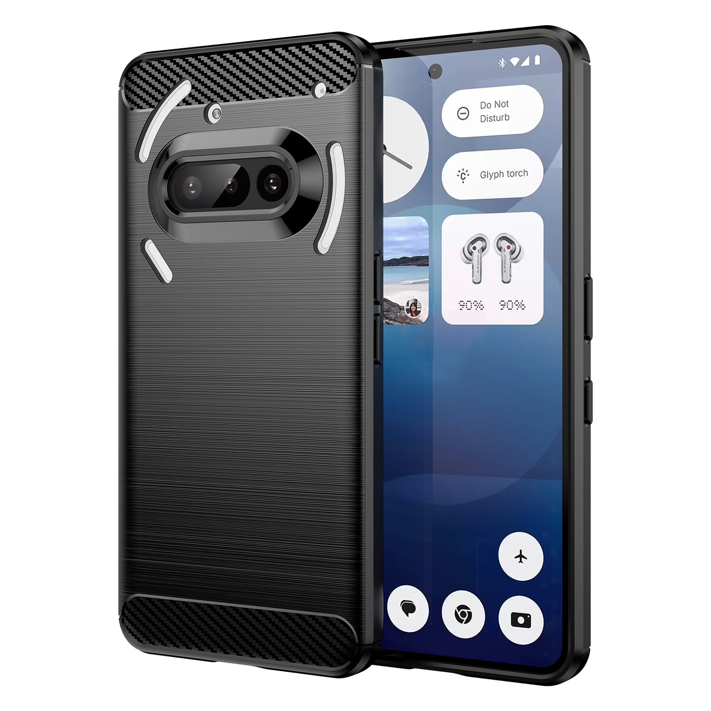 Nothing Phone (3a) Transparente Handyhülle – Mit gehärtetem Glas, LS-Serie, aus TPU mit gebürsteter Textur