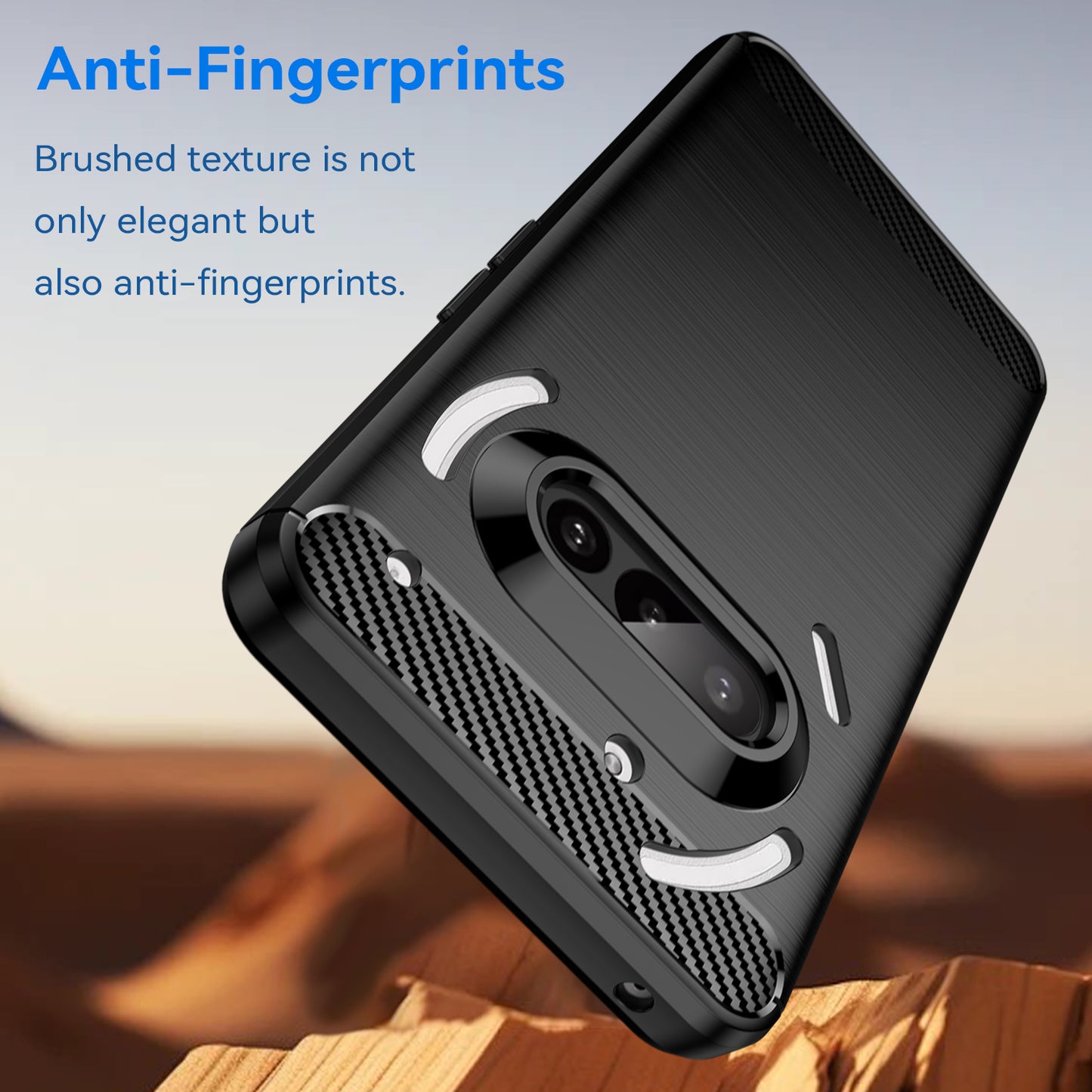 Nothing Phone (3a) Transparente Handyhülle – Mit gehärtetem Glas, LS-Serie, aus TPU mit gebürsteter Textur