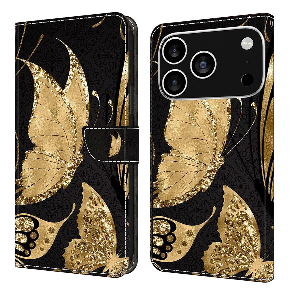 For iPhone 18 Pro / 17 Pro Case Magnetic Clasp 3D Pattern Leather Wallet Phone Cover