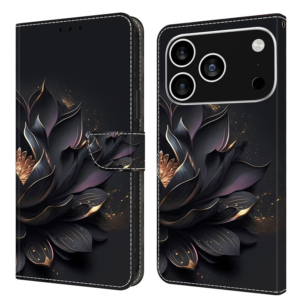 For iPhone 18 Pro / 17 Pro Case Magnetic Clasp 3D Pattern Leather Wallet Phone Cover