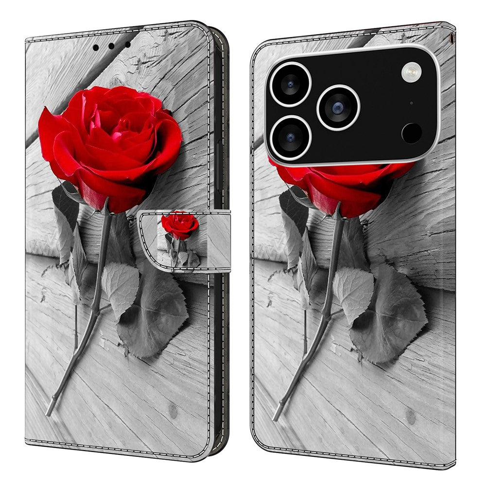 For iPhone 18 Pro / 17 Pro Case Magnetic Clasp 3D Pattern Leather Wallet Phone Cover