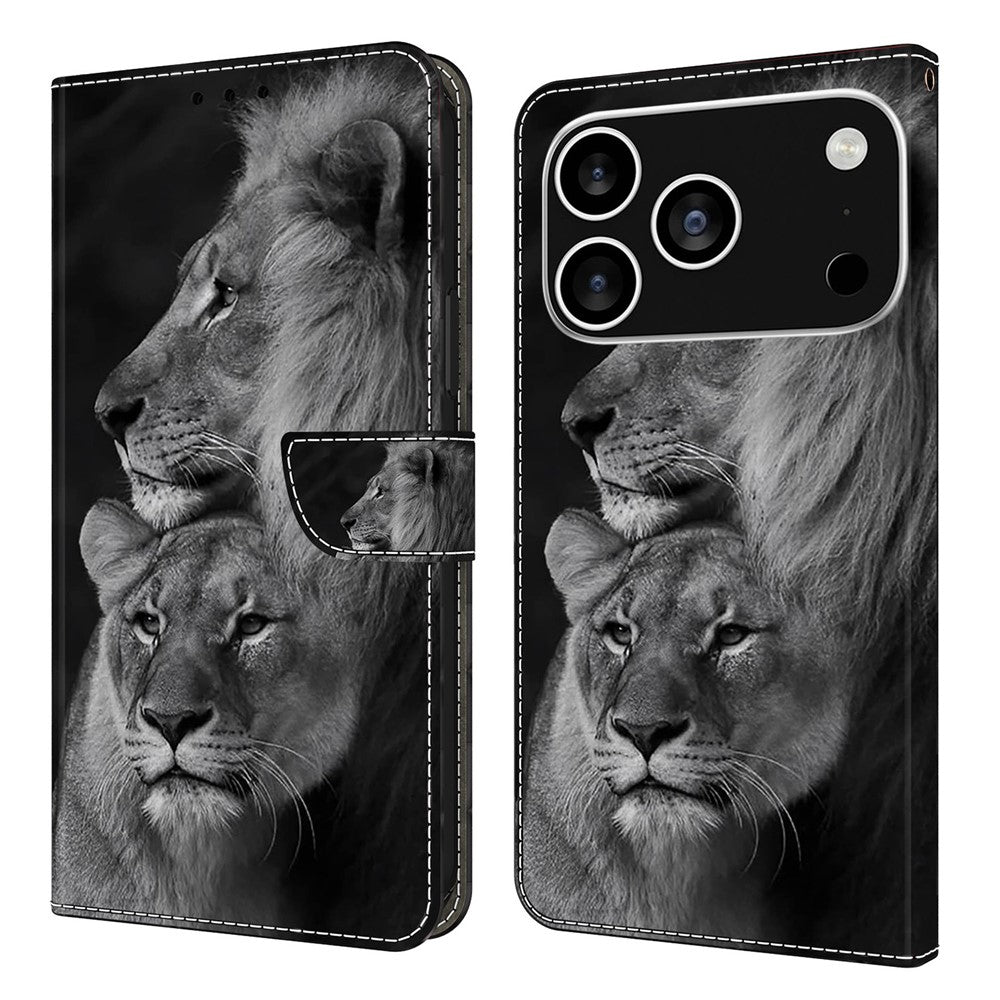 For iPhone 18 Pro / 17 Pro Case Magnetic Clasp 3D Pattern Leather Wallet Phone Cover