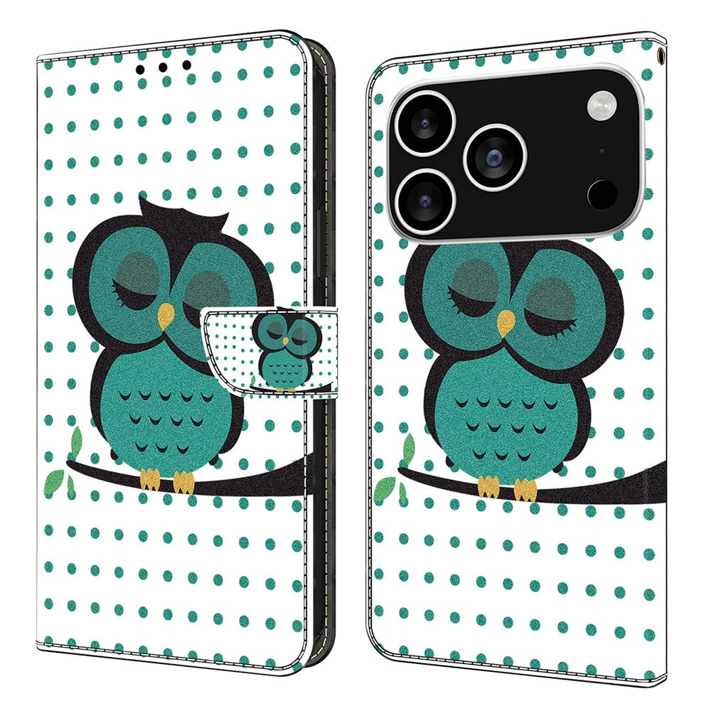 For iPhone 18 Pro / 17 Pro Case Magnetic Clasp 3D Pattern Leather Wallet Phone Cover