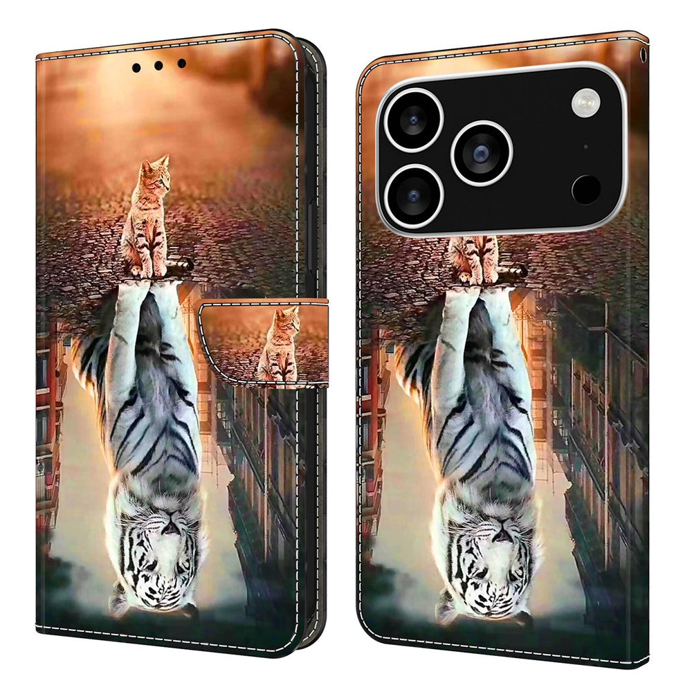 For iPhone 18 Pro / 17 Pro Case Magnetic Clasp 3D Pattern Leather Wallet Phone Cover
