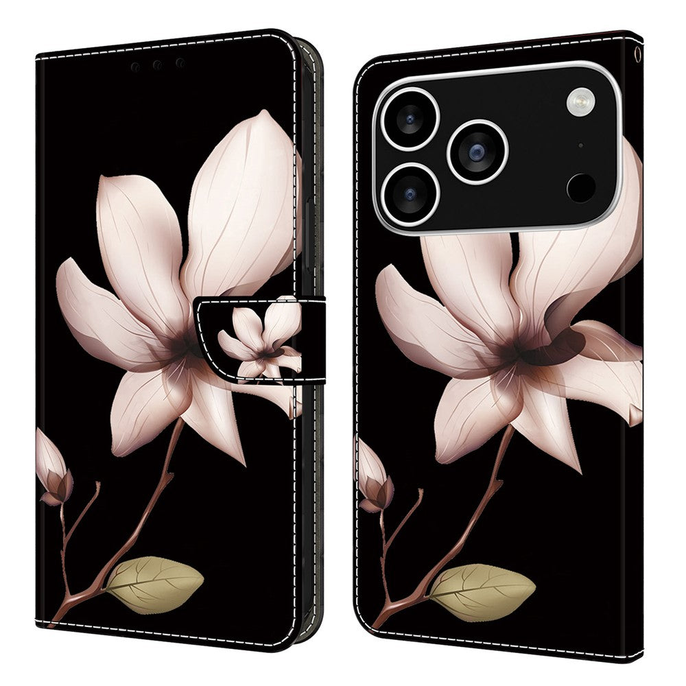 For iPhone 18 Pro / 17 Pro Case Magnetic Clasp 3D Pattern Leather Wallet Phone Cover