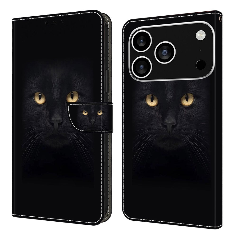For iPhone 18 Pro / 17 Pro Case Magnetic Clasp 3D Pattern Leather Wallet Phone Cover